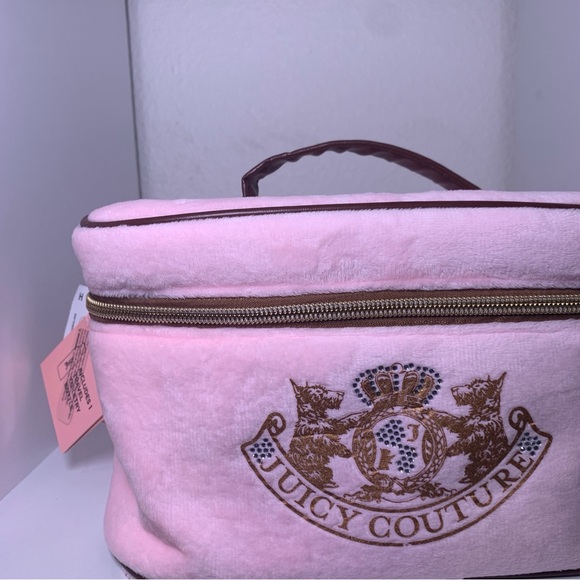 NWT Scottie Dog Juicy Couture Pink Velour Makeup Bag Cosmetic Case Travel Crown - Picture 5 of 16